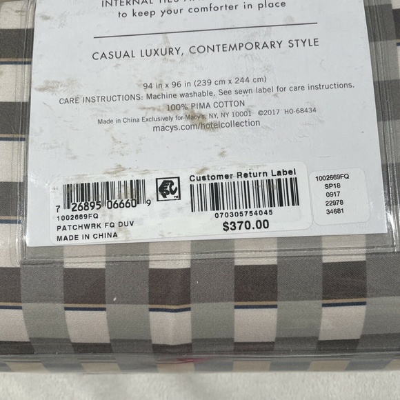 NWT Hotel Collection Patchwork Duvet Cover ONLY [ Full / Queen ]‎ - Picture 3 of 12